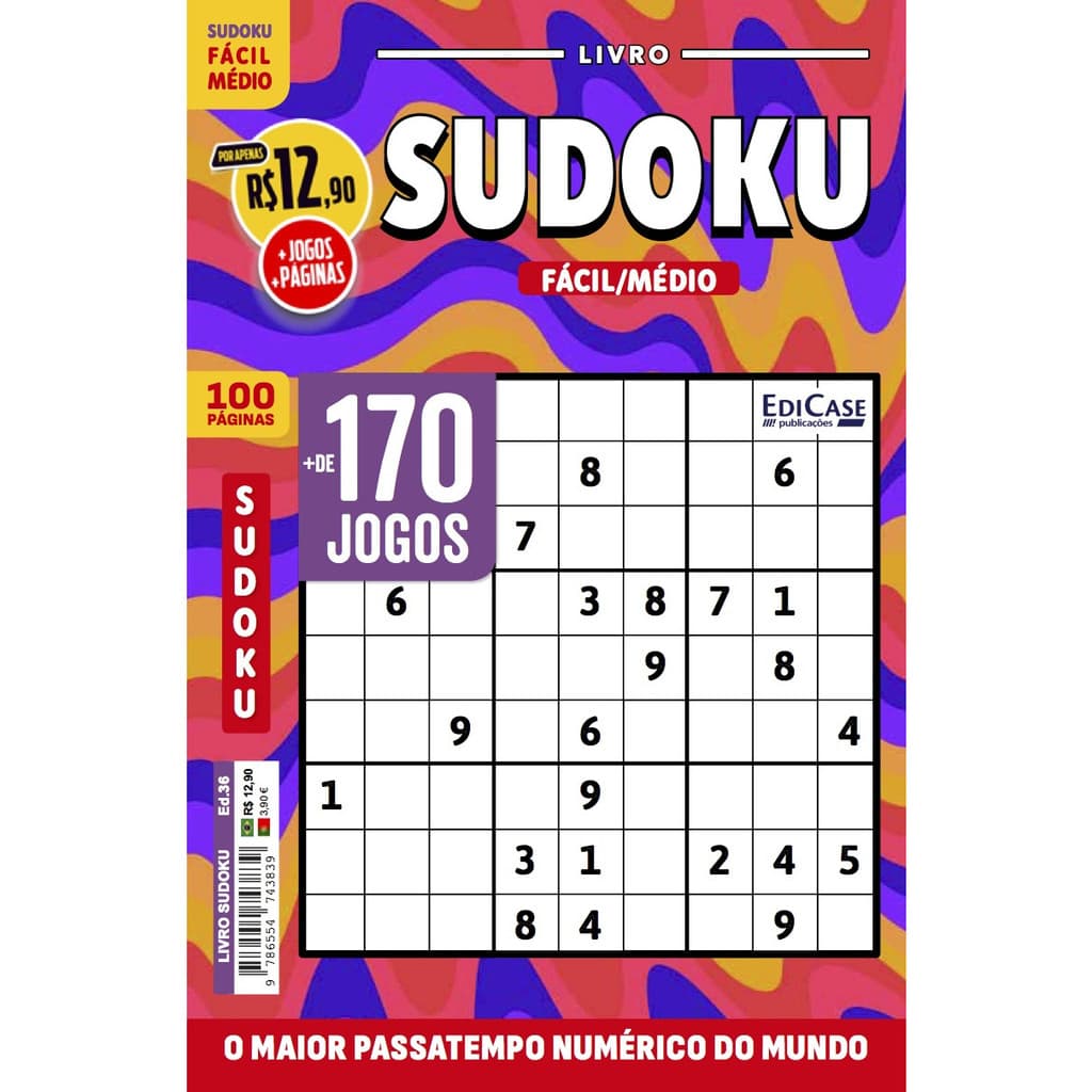 Livro Sudoku Ed.36 - 100 págs. - Fácil/Médio