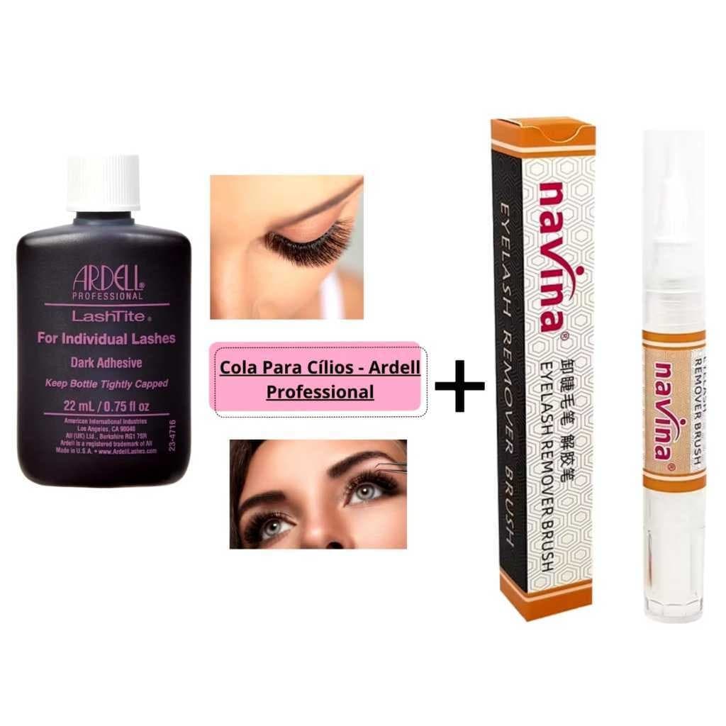 Kit Cola Para Cílios Ardell Lashtite 22ml Hipoalergica + Caneta Gel Removedor Navina De Cola Para Cílios