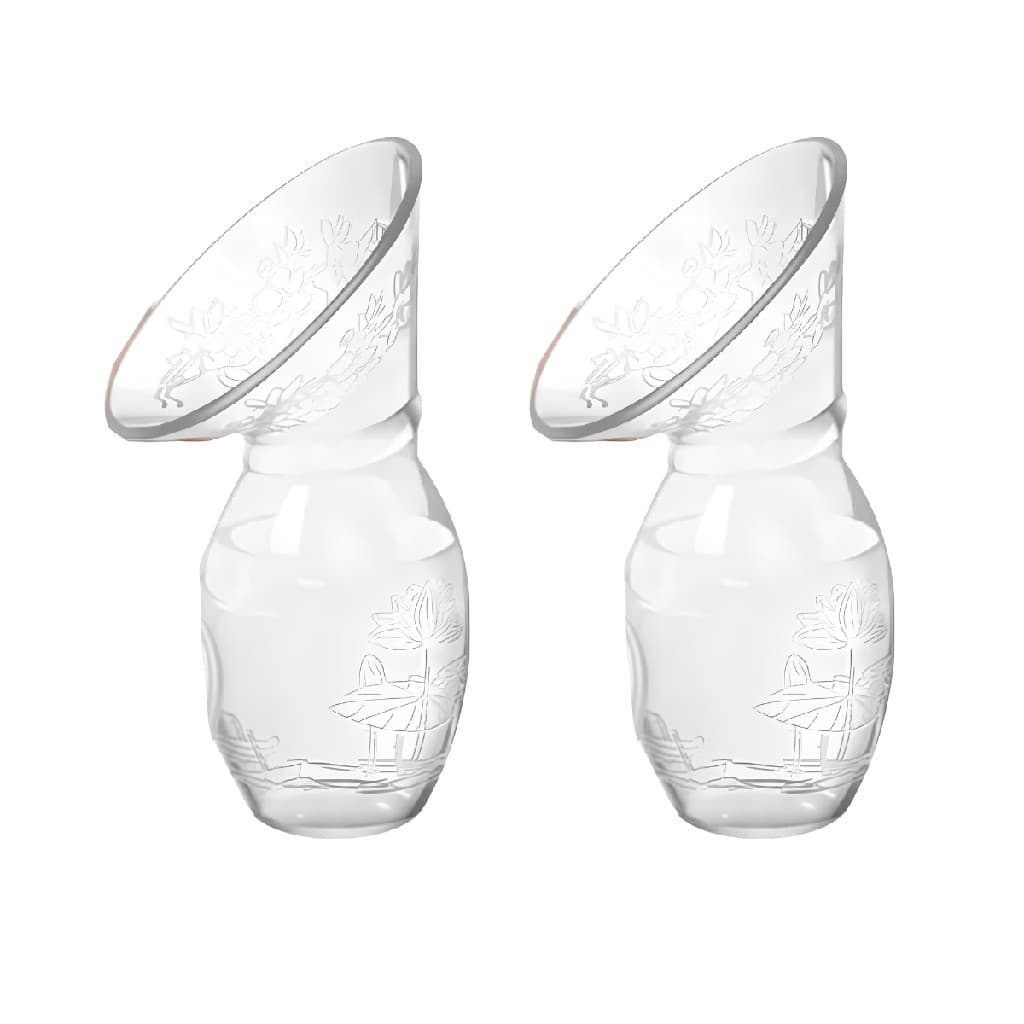 Kit 2 Copos Coletor de Leite Materno Silicone Transparente Livre BPA Facil Usar Mamae