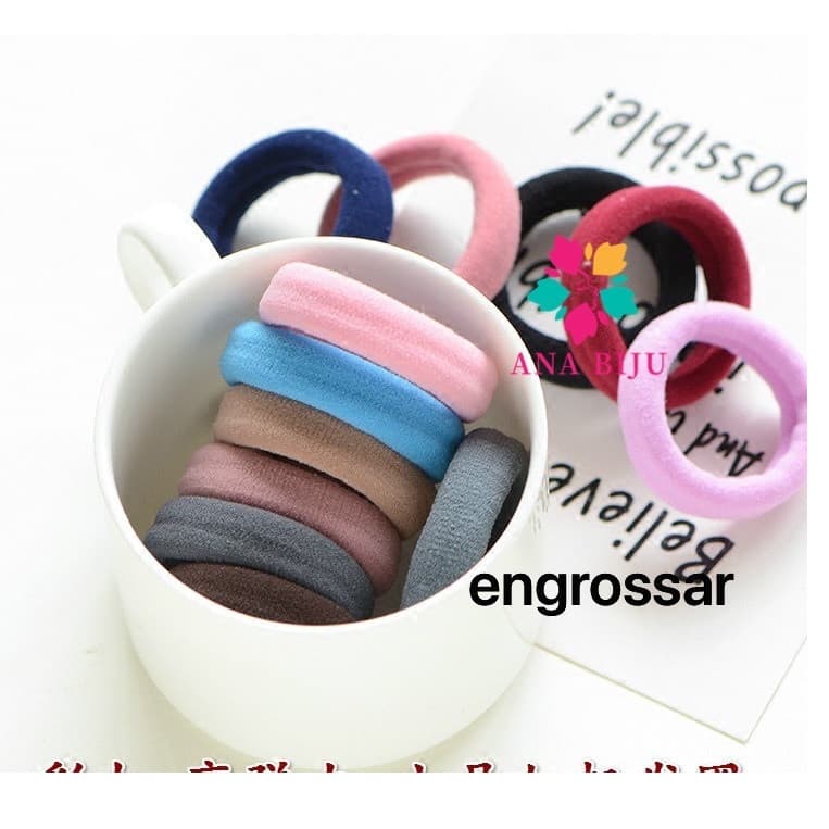 ANA1108 KIT 24 Pcs rabico Xuxinha De Cabelo Meia De Seda Grosso Prendedor Super Resistente  Colorido/preto