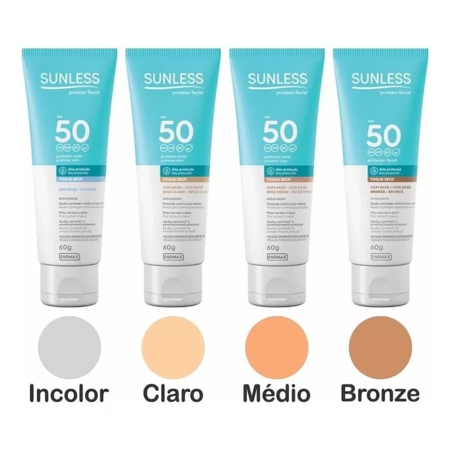 Protetor Solar Facial Sunless FPS 50 - 60g Toque Seco - Original Envio Imediato
