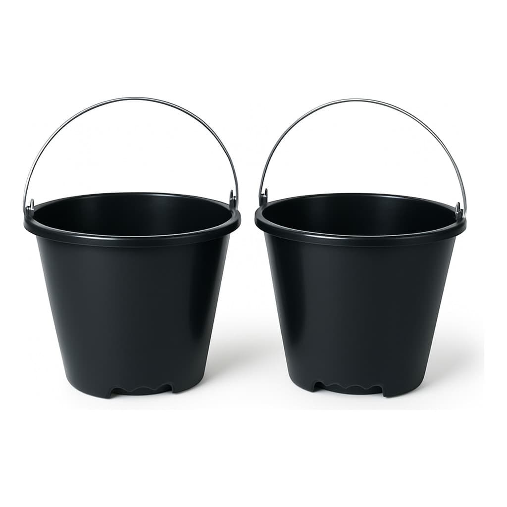 Kit Balde Preto 12L Plástico Reforçado Com Alça – Ideal Limpeza, Obra e Uso Doméstico