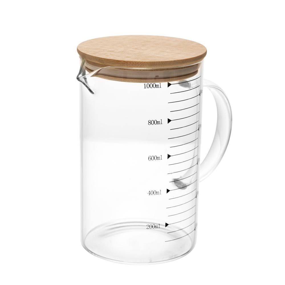Jarra Medidora Wolff Tampa de Bambu 1L Vidro Borossilicato