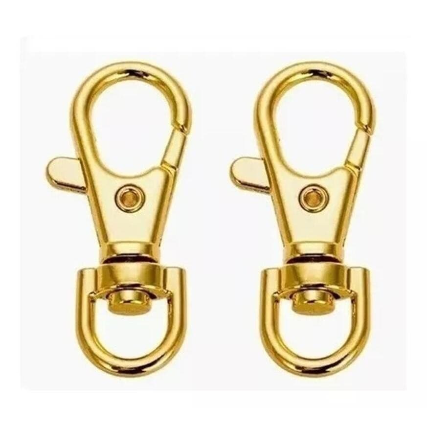 Mosquetão Fecho Dourado 35 mm 50 Peças - Gancho Lagosta