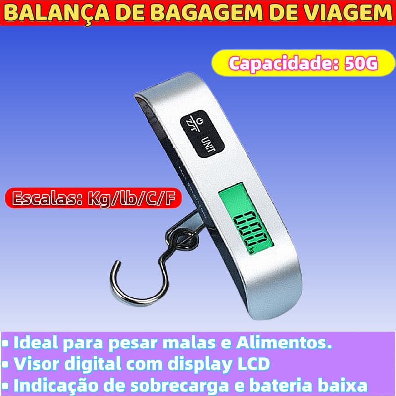 Balança Portátil para Viagem De Melhor Qualidade Prático e Útil Ldeal para Pesar malas e Alimentos
