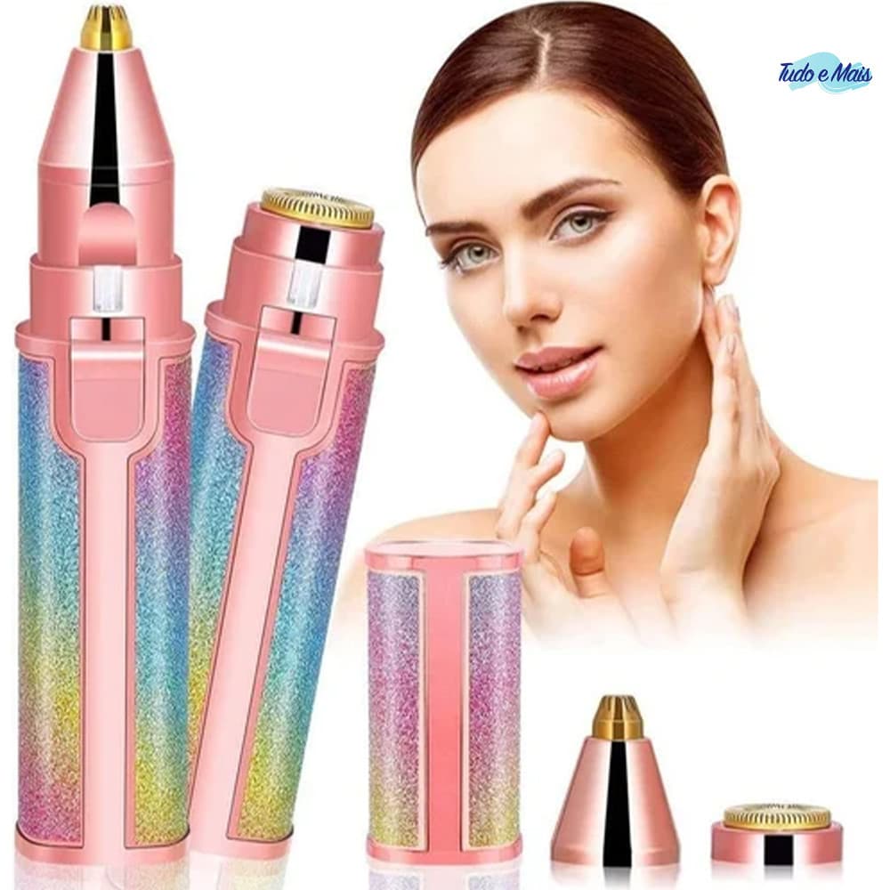 Kit Depilador 2 em 1 Recarregável USB Sobrancelha Buço Removedor de Pelos Facial Profissional