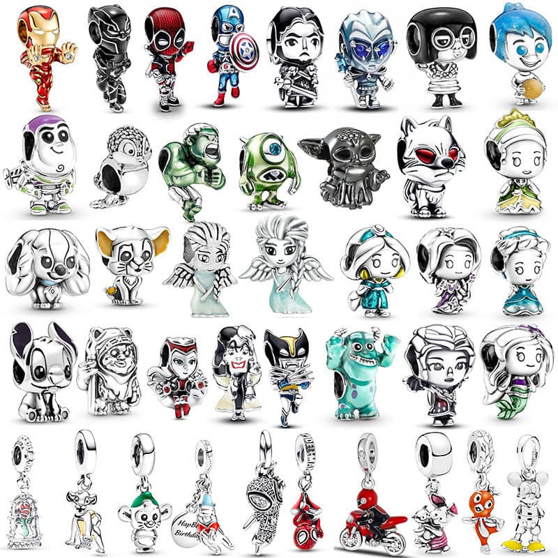 Charme Berloque Prata 925 Pingente Aço Inoxidável Desenhos Animados Contas DIY Jóias Pulseira Colar Acessórios