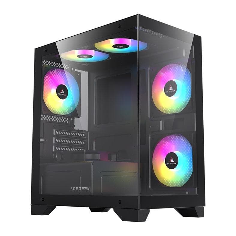 Gabinete Gamer Acegeek Rhythm, Mid-Tower, Lateral de Vidro, Preto, AG-RHYTHM-BK