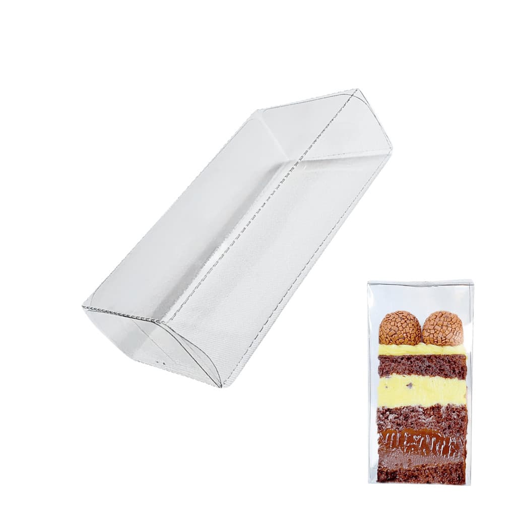 50un Embalagem Mini Slice Cake Box Fatia Bolo PVC Cristal
