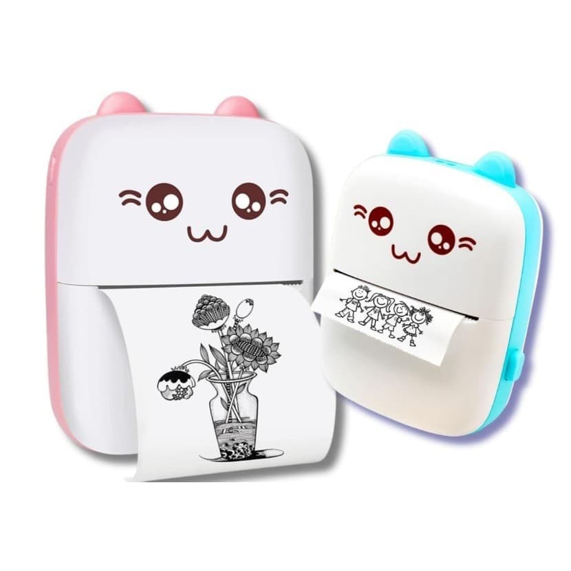 Mini Impressora Térmica Bluetooth Portátil Sem Fio 200dpi Com Papel Adesivo Térmico