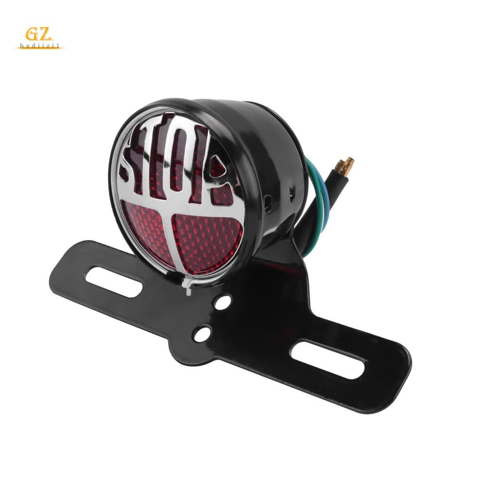 Motocicleta Retro Lanterna Traseira Parar Luz Da Cauda Placa De Identificação Suporte Lâmpada Chopper Freio