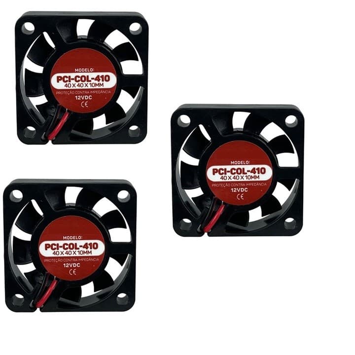 Kit 03 Pçs Cooler Ventoinha 40x40x10mm 40mm 4cm 12v ventilador