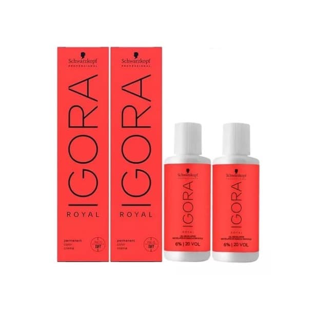 Kit Tinta Igora Royal 2un 8-77 + 2un Ox Água Oxigenada 60ml