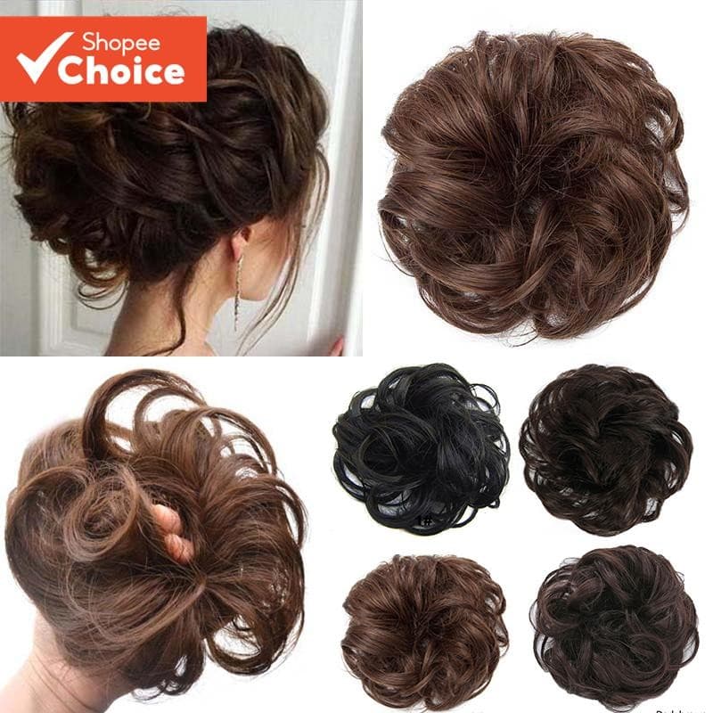 Apliques De Cabelo Elegantes De Casamento Para Mulheres – Chignon Encaracolado Bagunçado , Extensões De Elásticos Macios