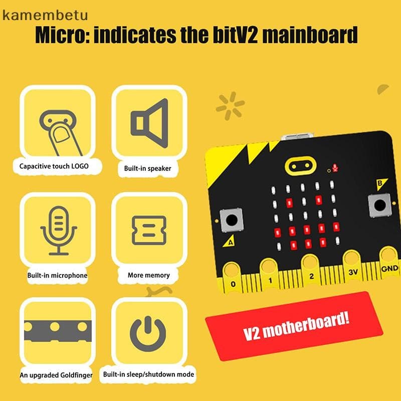 kam Micro:bit V2 Micro Bit Go Edition BBC Microbit Para Crianças Placa De Desenvolvimento DIY V2.0Board ka