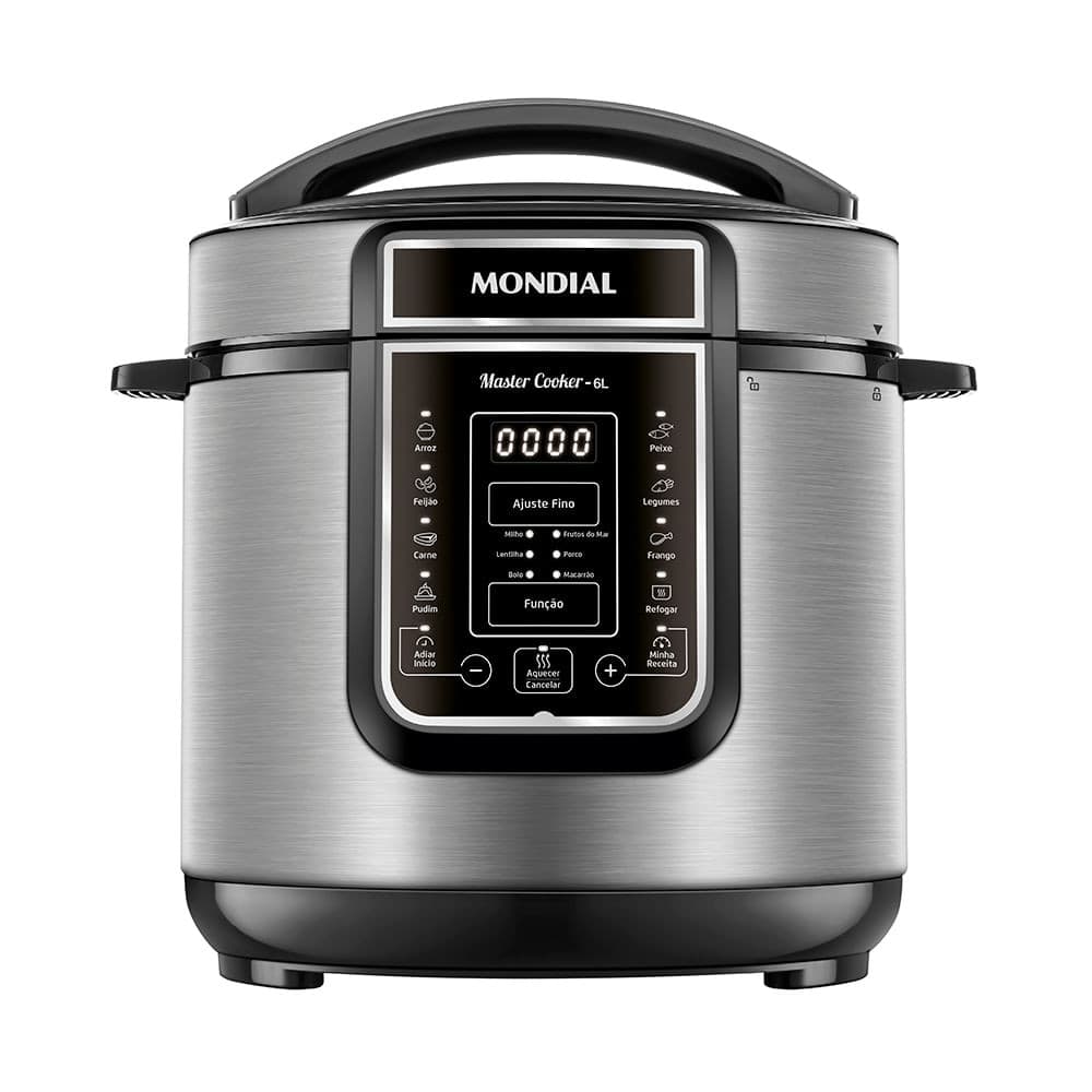 Panela de Pressão Elétrica Digital 6L Mondial Preto e Inox - PE-60-6L-I