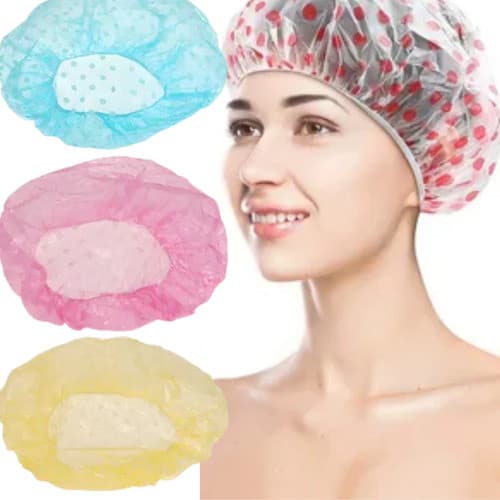 Kit 3 Toucas Para Banho Cores De Polietileno Cabelo Seco