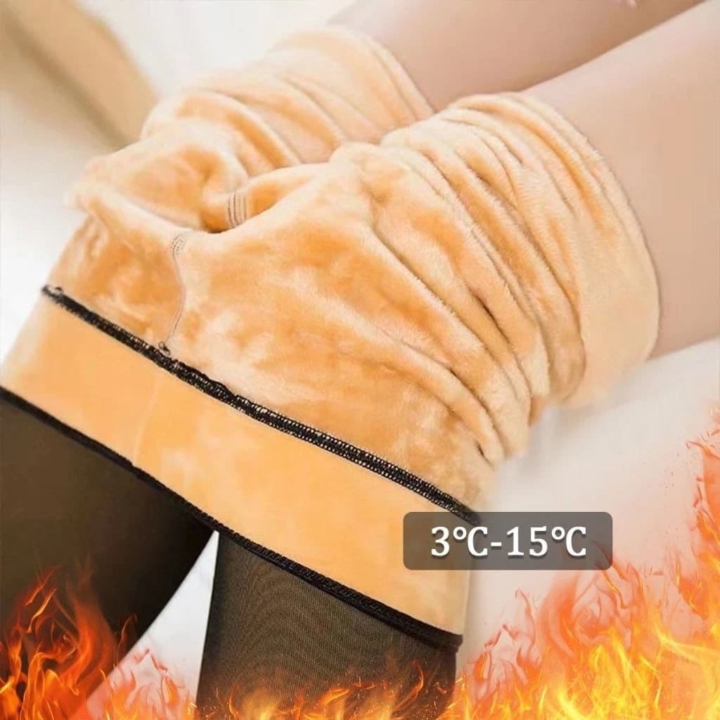 220G Meia-Calça Térmica Forrada Peluciada Translúcida De Lã Quente Feminina Para Inverno