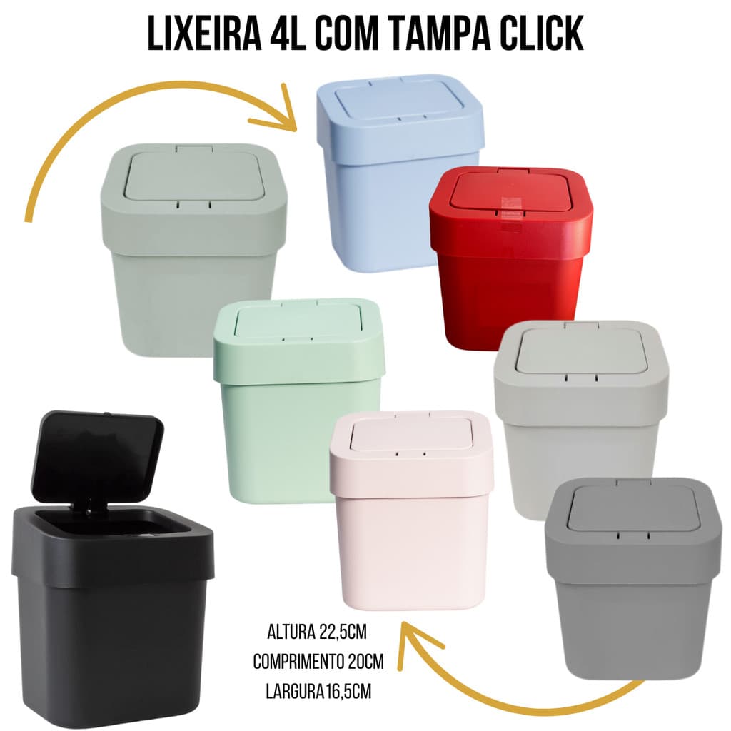 LIXEIRA 4L COM TAMPA CLICK