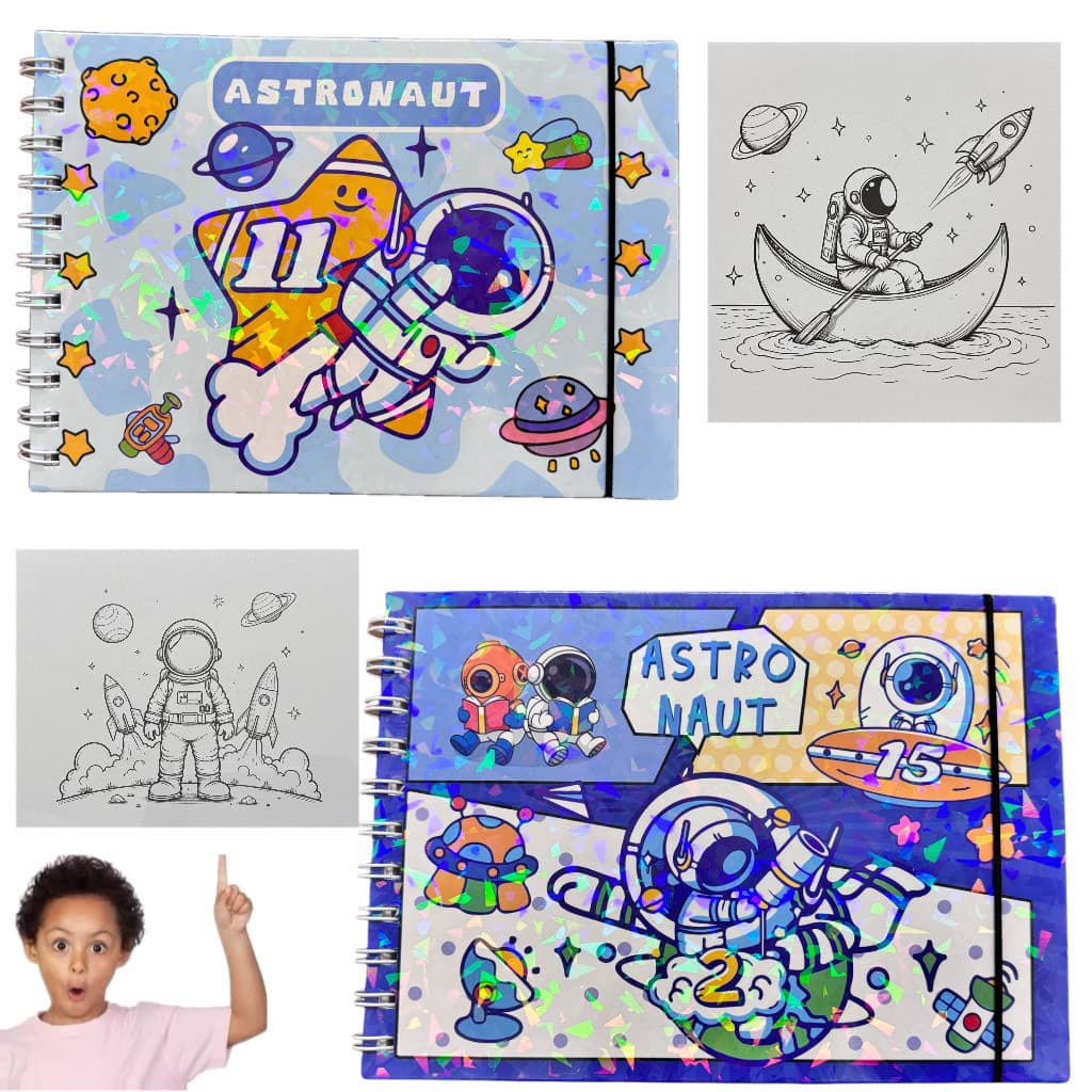 Conjunto de livro de colorir astronauta com 48 páginas, livro de pintura, capa dura