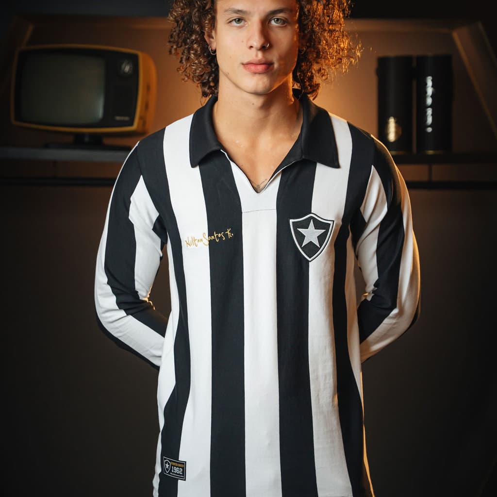Camisa Botafogo Retrô Nilton Santos 1962 Manga Longa Masculina Oficial