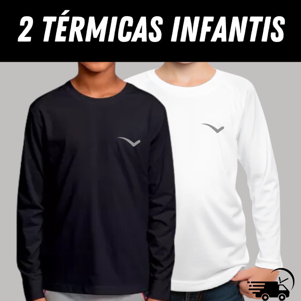 Kit com 2 Camisetas térmicas fenix Infantil proteção solar UV 50+ Segunda pele
