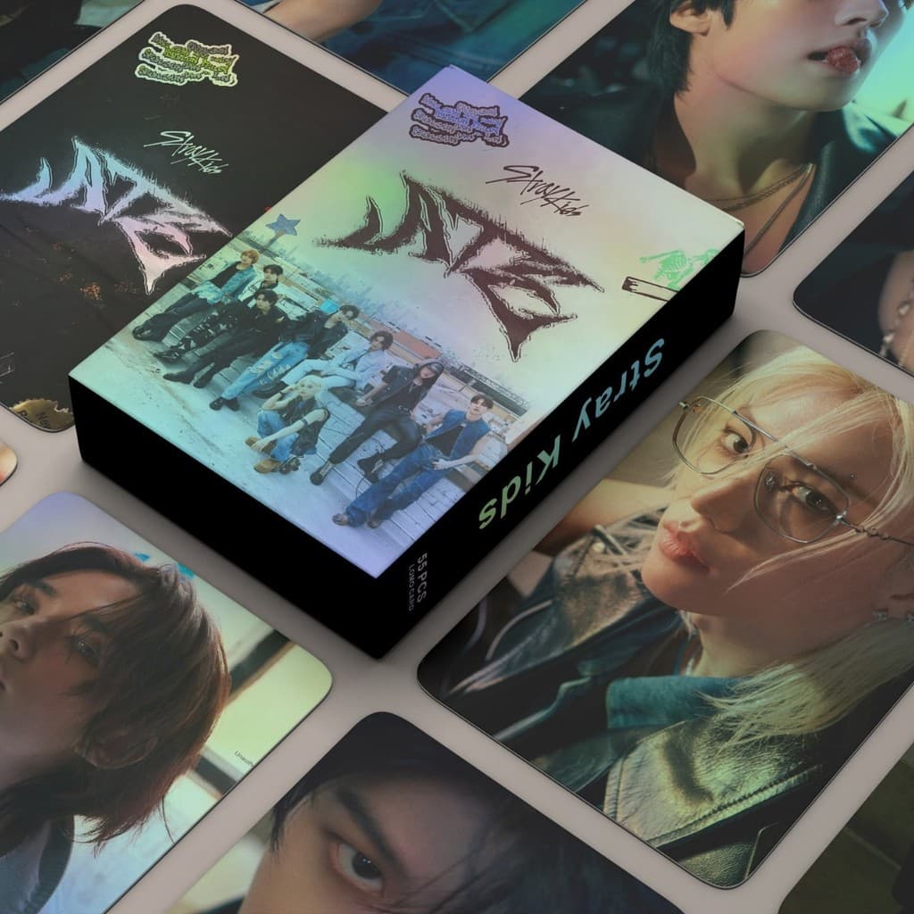 55pcs/box Stray Kids Holográfico Photocard ATE Álbum KPOP laser LOMO Cartão De Coleção