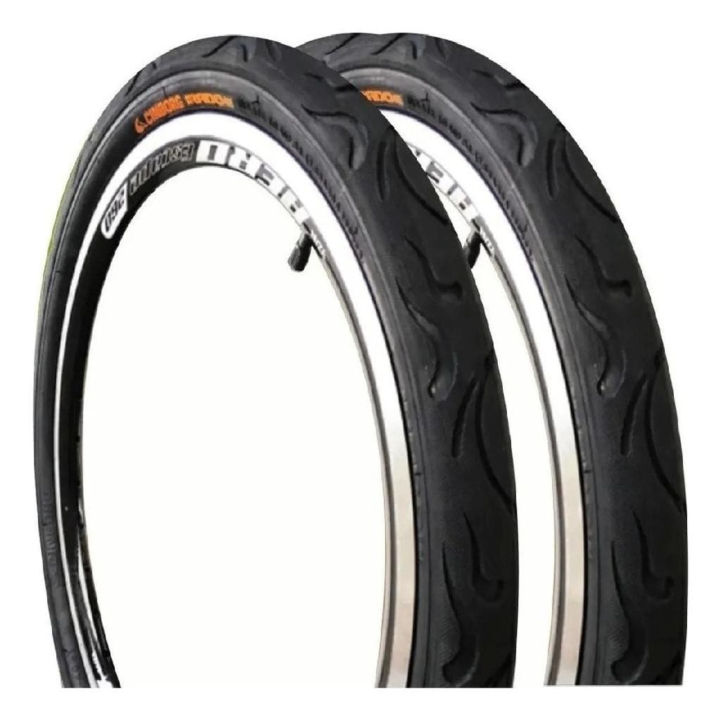 PAR PNEUS IRADO TIPO FLAME ARO 20X2.125 BALÃO BIKE