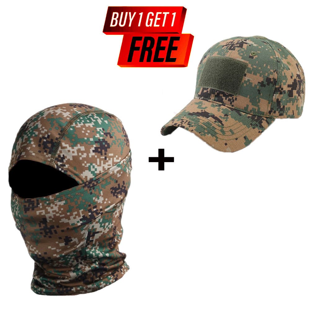 Compre 1 Leve 1 Balaclava + Boné Camuflado Para Pesca BalaclavaCaps Masculino Camuflagem Ao Ar Livre Chapéu De Selva Cam