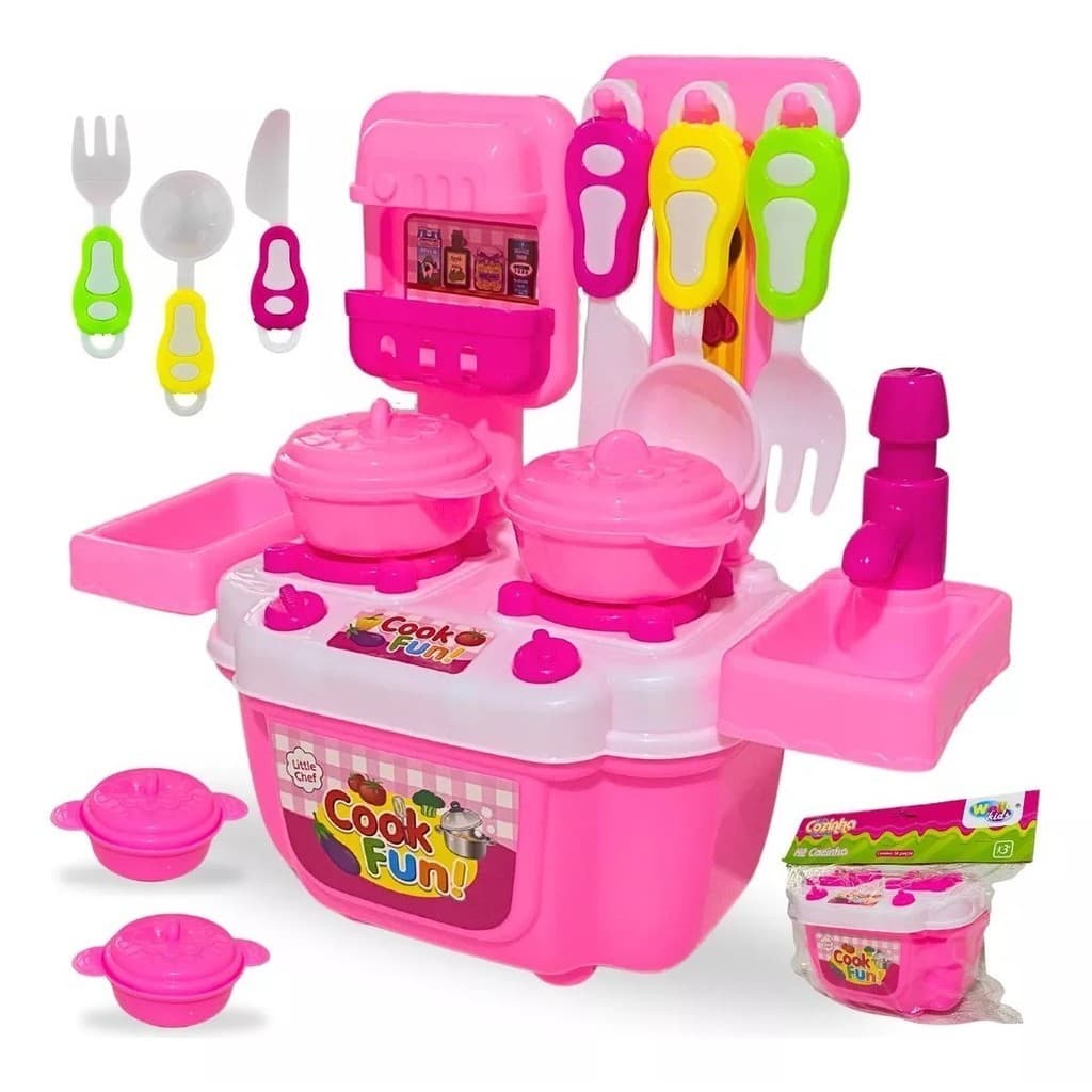 Kit Cozinha Infantil Na Maleta Com 14 Peças - Wellkids
