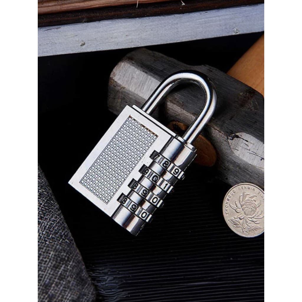 Cadeado Antifurto Combinação Numérica Quatro Digitos Bloqueio Por Senha Prata 40mm