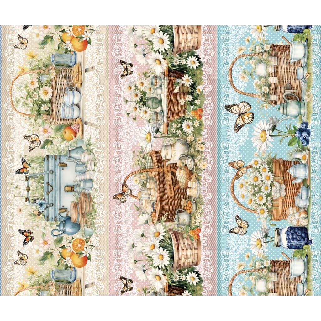 Tricoline Digital Barrado Cesta de Flores e Torta - 89769 - 55cm x 1,50mt