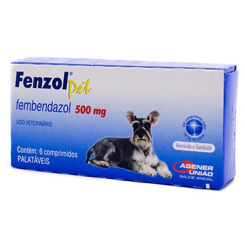 Vermífugo Fenzol Pet Agener União para Cães 500mg - Contém 6 comprimidos