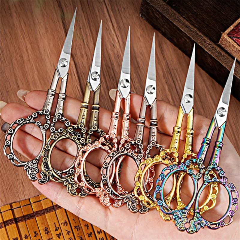 1 Peça Tesoura De Costura Profissional De Aço Inoxidável Estilo Europeu Vintage Cortador De Tecido Bordado Ponto Cruz Al