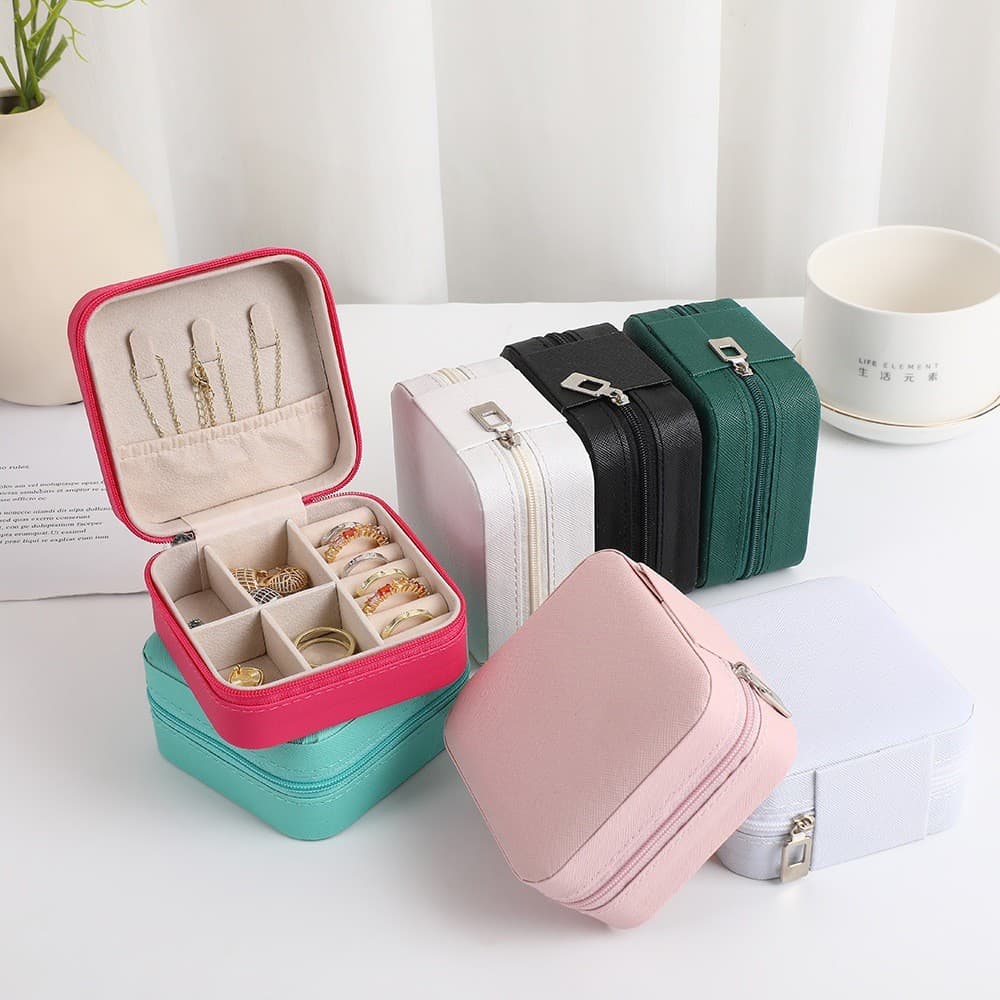 Caixa De Porta Joias Portátil Feminina Bolsa Para Colar Anel Brinco Organizador De Relógios