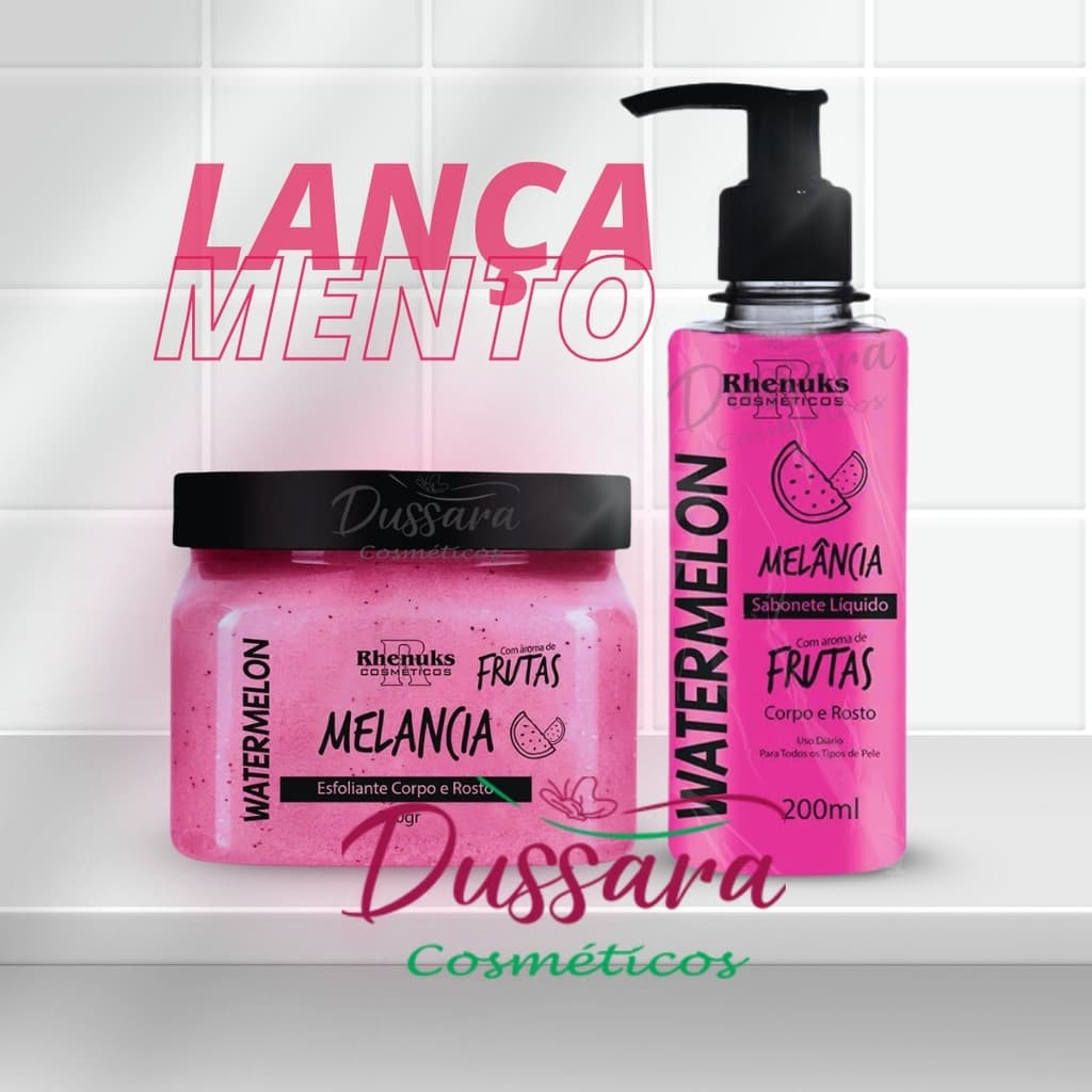Kit Esfoliante + Sabonete Líquido Rosto e Corpo | Melancia | Rhenuks