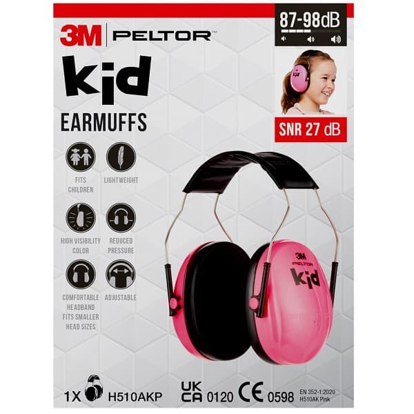 Abafador Protetor de Ruidos Infantil Peltor KIDS Rosa