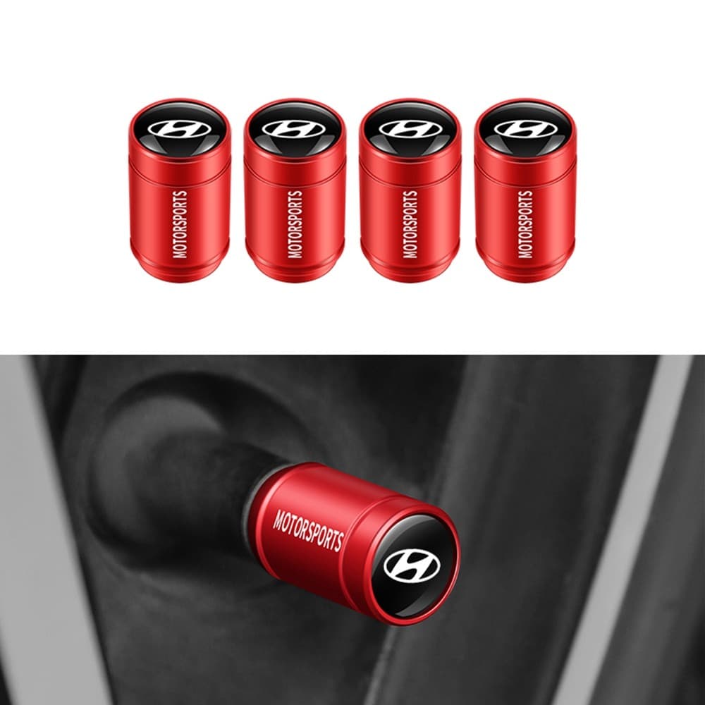 4 Pçs Tampas Da Válvula Do Pneu De Carro Emblema Metal Tampa Caso Poeira Cobre Acessórios Para Hyundai I30 I20 Creta Mat