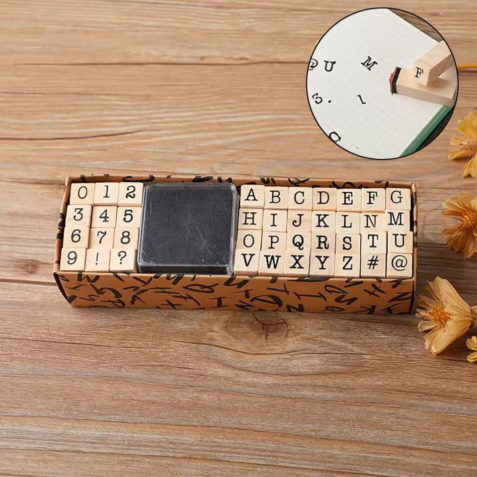 Kit Carimbo De Letras Alfabeto Números Pedagógico Personalizado Infantil Marcador Kraft Com Almofada