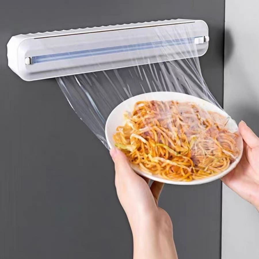 Cortador De Papel Filme Alumínio Dispenser Plástico Manteiga Embalador Para Cozinha Com Basa Magnética