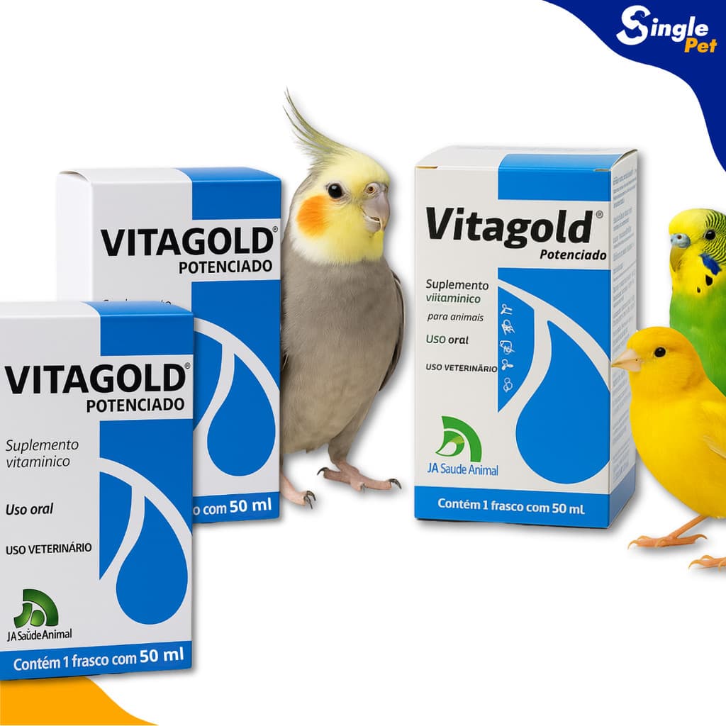 Vitagold Potenciado Suplemento Vitamínico para Animais - Escolha entre 20ml ou 50ml