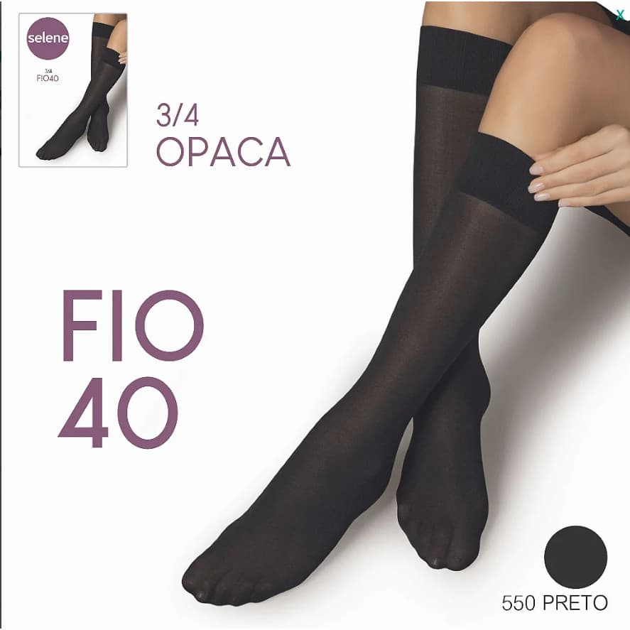 Kit 2 pares de Meia 3/4 fio 40 Selene Opaca Feminina 9050