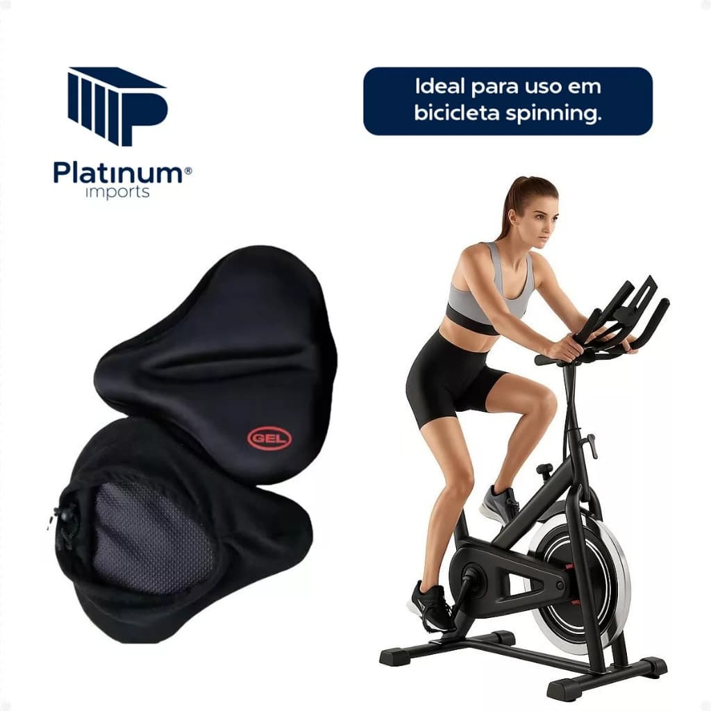 Capa Selim Bicicleta Gel Larga Conforto Extra Spinning Ergonomia Antiderrapante Pedalada Longa Macia Durável Academia