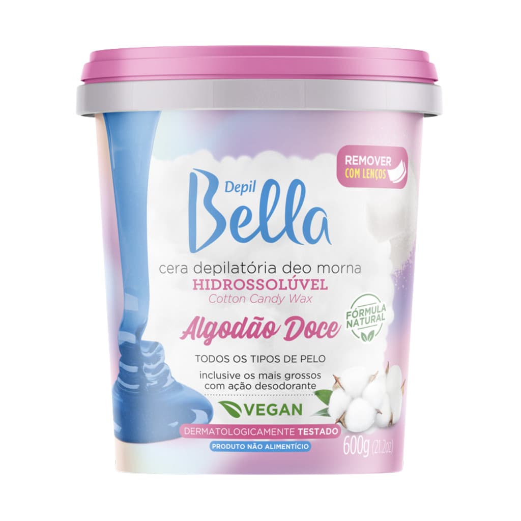 Cera Depil Bella Hidrossolúvel Algodão Doce 600g