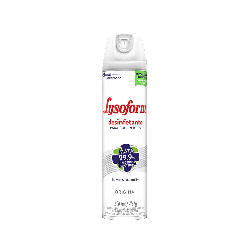 Desinfetante Aerossol Lysoform Original 360ml Indicado para superfícies com Fácil Aplicação
