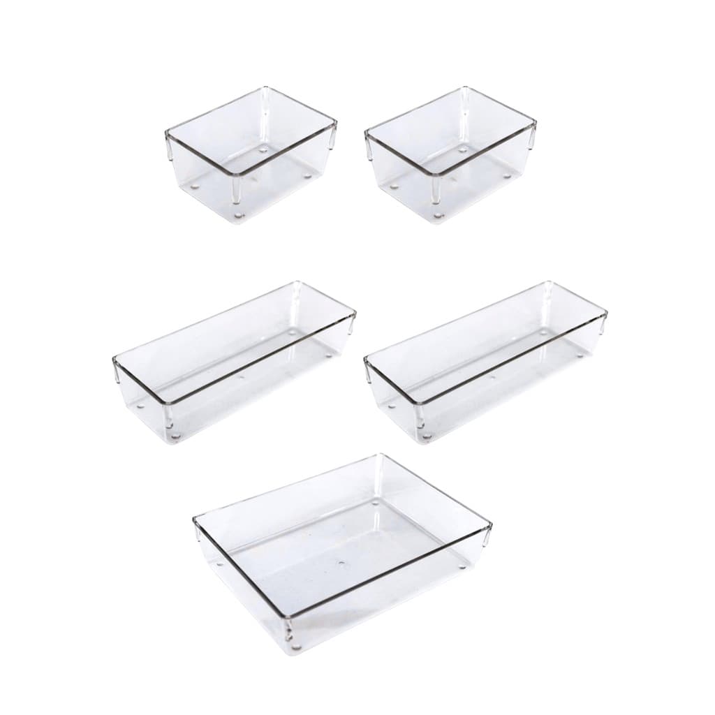 Kit 5 Organizadores de Gavetas Multiuso Acrílico Empilhável