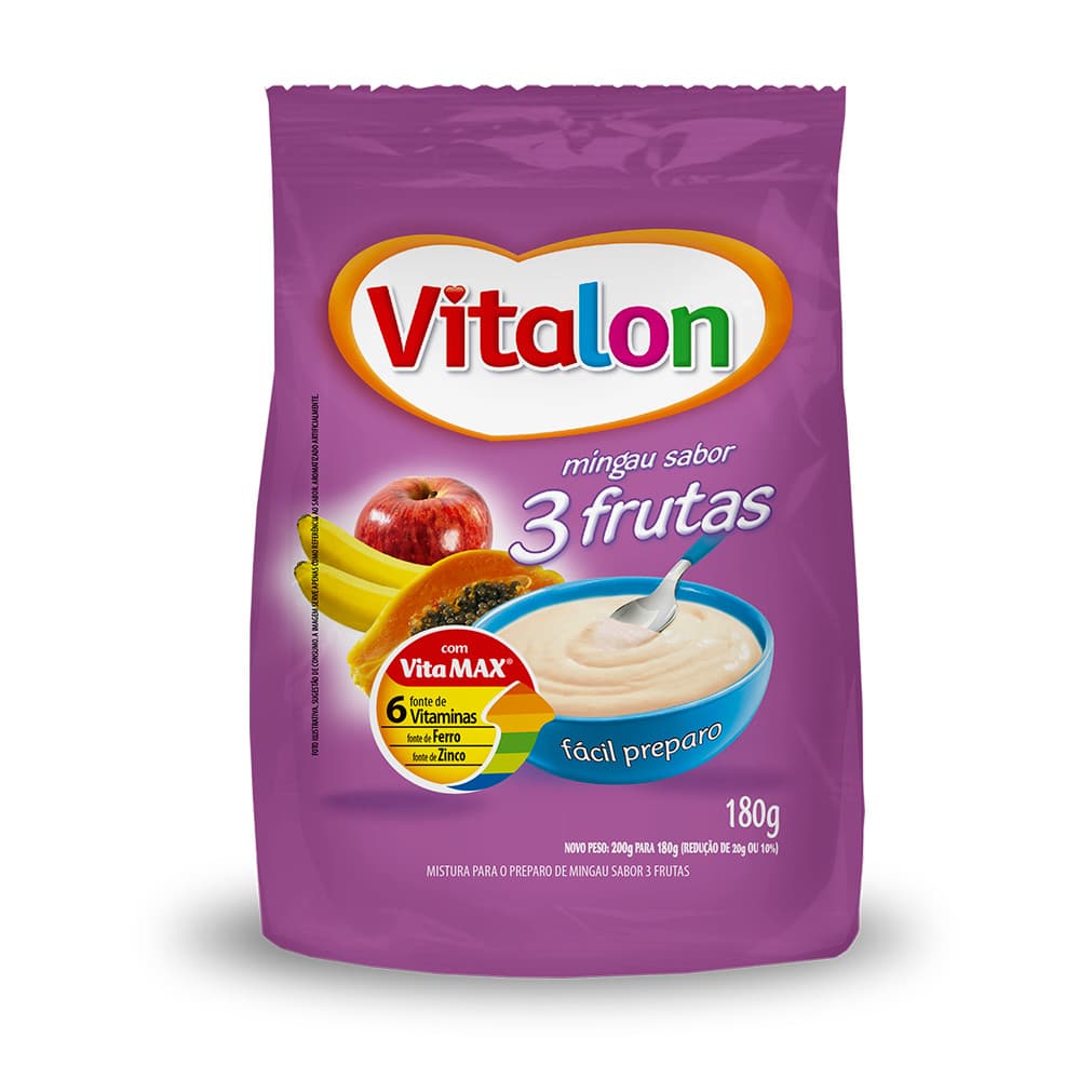 Mingau de 3 Frutas Vitalon - Sachê 180g