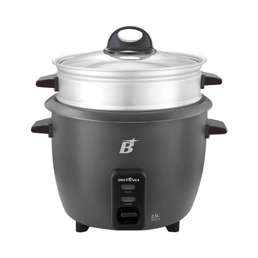 Panela Elétrica de Arroz Britânia Multifuncional BPA07A - 7 Xícaras, Preto, 500W
