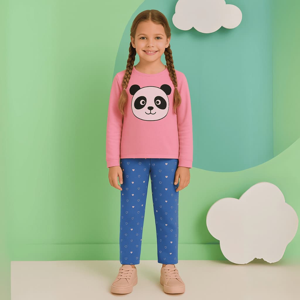 Pijama Longo Infantil Feminino Manga Longa Inverno Personagens