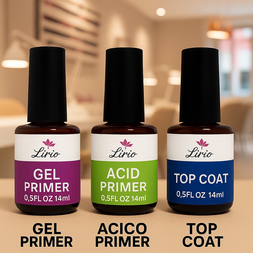 preparadores de unha de gel top coat primer acid primer gel lirio original acabamento perfeito 14 ml